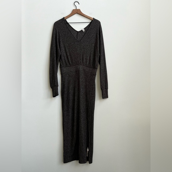 Anthropologie Daily Practice Barre Midi V-neck Rib Knit Sweater Dress Hipster - Picture 6 of 16